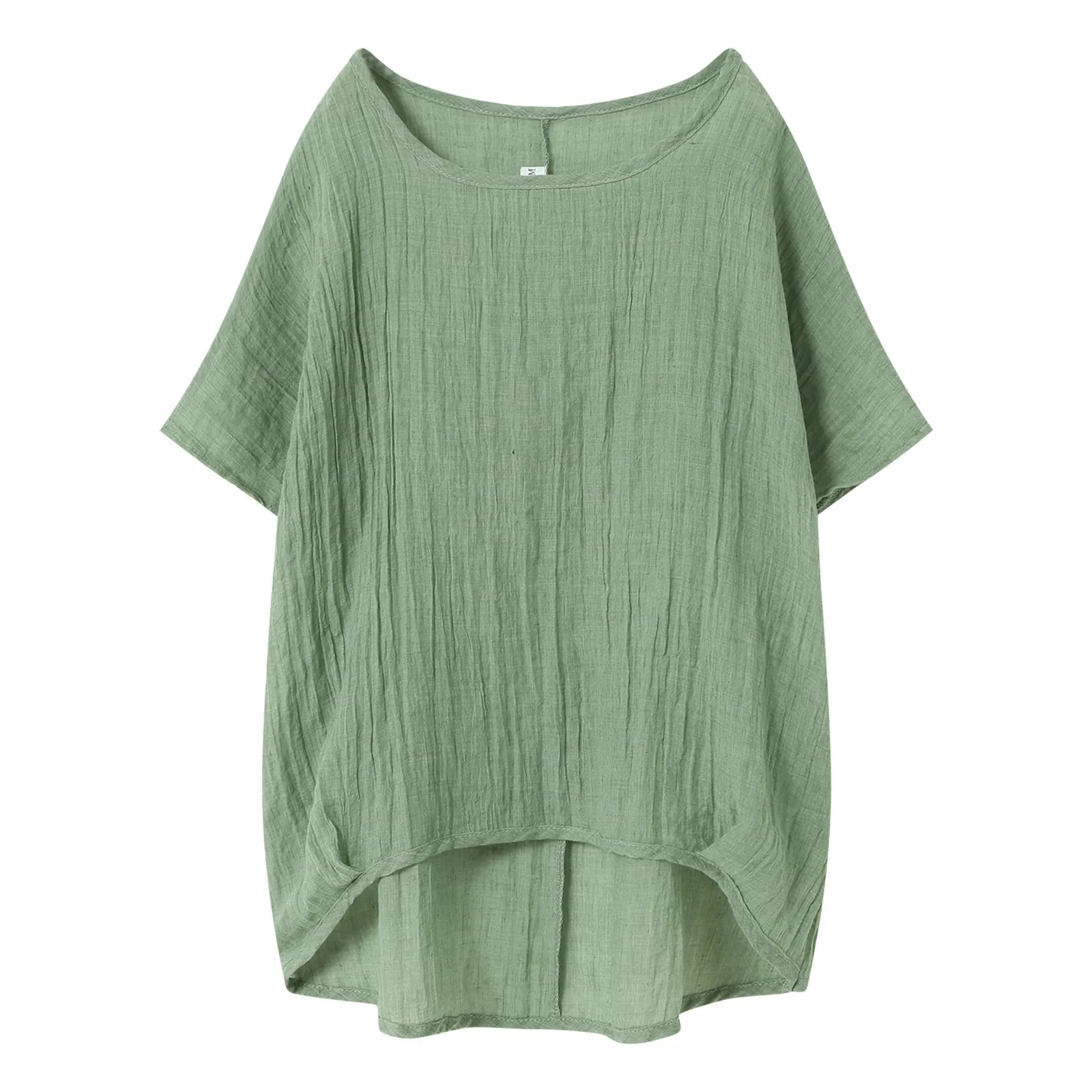 

Oversized Linen Blouse Women Summer Short Sleeve Basic Crew Neck Pullover T Shirt Summer Loose Cotton Linen Tees Top For Women
