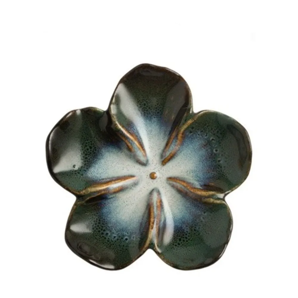 Flower Shaped Ceramic Dipping Plate Multi-color Handmade Seasoning Sauce Dish Vintage Petal-Shaped Dish Kitchen Tableware