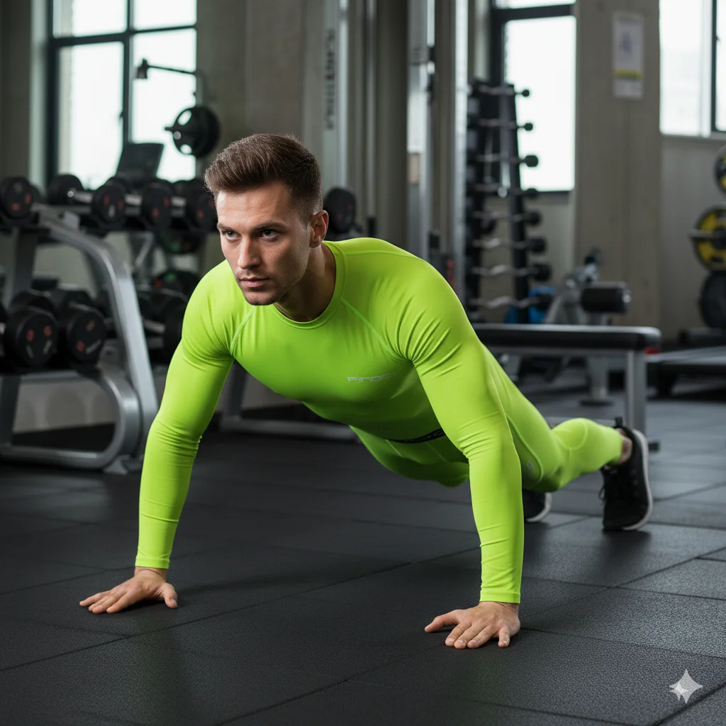 FINDCI Set da corsa sportivo da uomo Camicia a compressione + Pantaloni attillati sulla pelle Maniche lunghe Tuta da fitness ad asciugatura rapida Tute da yoga per palestra