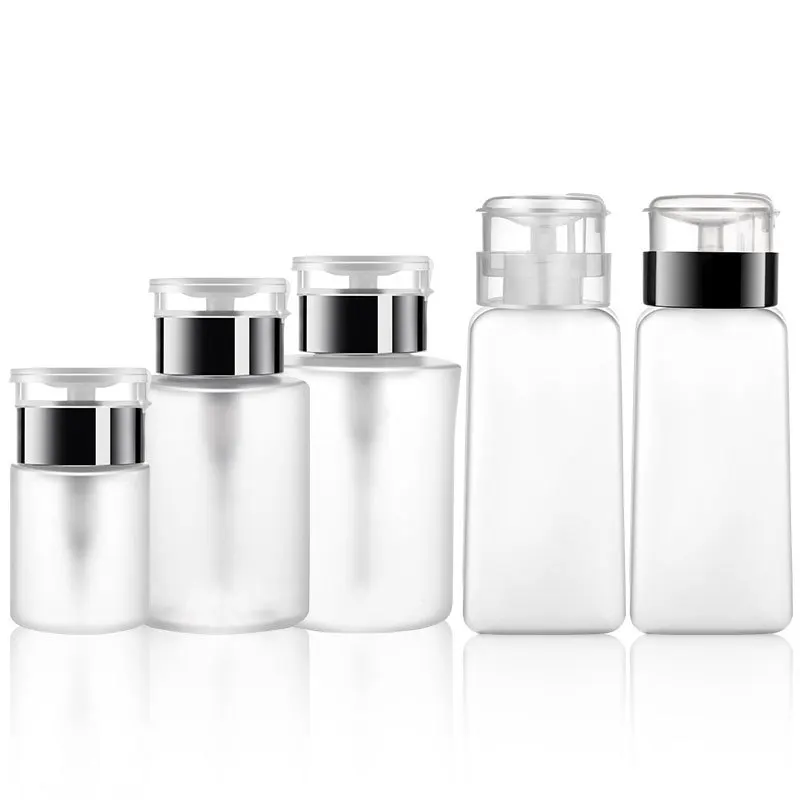 50/250ml vuoto pressa bottiglia per unghie pompa Dispenser smalto di plastica portatile liquido struccante detergente strumento per Manicure con serratura