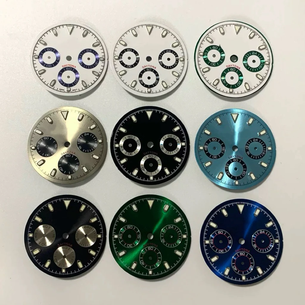 

29.5mm S logo green luminous date dial, suitable for VK36 Japanese automatic movement S-marked watch accessories.