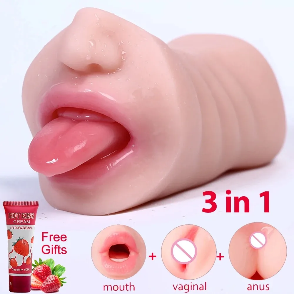 2-in-1 Sex Toys Masturbation For Men Deep Throat Artificial Real Pussy Oral Male Masturbator Blowjob Realistic Rubber Vagina