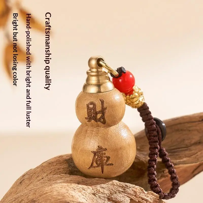 Paulownia Wood Lucky Gourd Keychain 1Pcs Wealth Blessing Pendant for Men Women Car Key Bag Decor Creative Gift