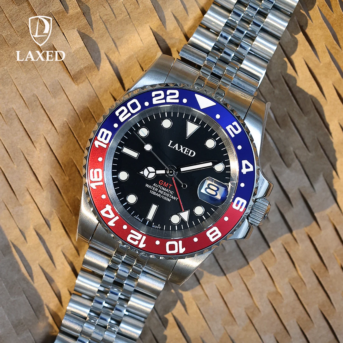 

LAXED Men's 40mm Automatic Mechanical Watch Men's NH34 Watch GMT Function Watch Luminous Sapphire glass Watches