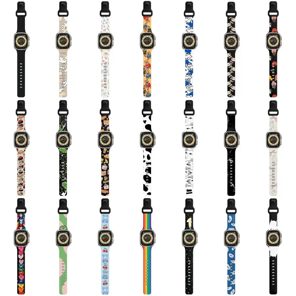 Cartoon Silicone Universal Watch Band for Apple Watch Series Ultra 2 SE (38 40 41 42 44 45 49mm) iWatch Watch Strap