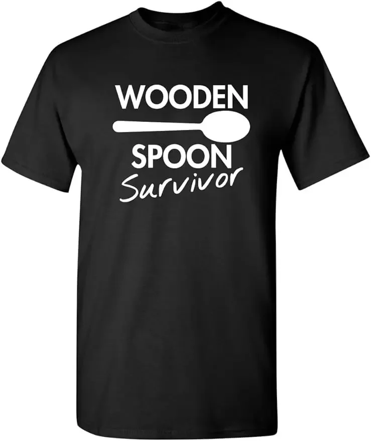 Wooden Spoon Survivor Adult Humor Mens Graphic Novelty Sarcastic Funny Printed T Shirt New Arrival Unique O-neck Tshirt Tops