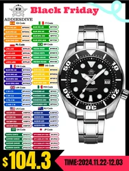 ADDIESDIVE Men Watch 20Bar Waterproof Sapphire Crystal BGW9 Super Luminous relogio masculino NH35 Movement Men Automatic Watch