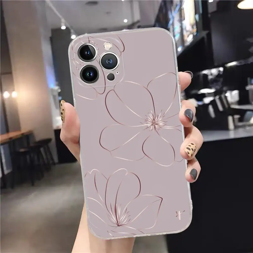 Beautiful Rose gold art Phone Case For iPhone 15 14 11 12 13 Mini Pro XS Max Cover 6 7 8 Plus X XR SE 2020 Funda Shell