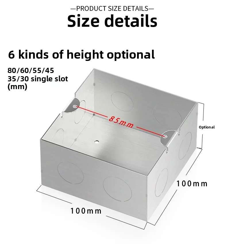 Stainless Steel Material 120 Type Concealed Bottom Box Floor Sockets Wire Junction Box 20mm Hole