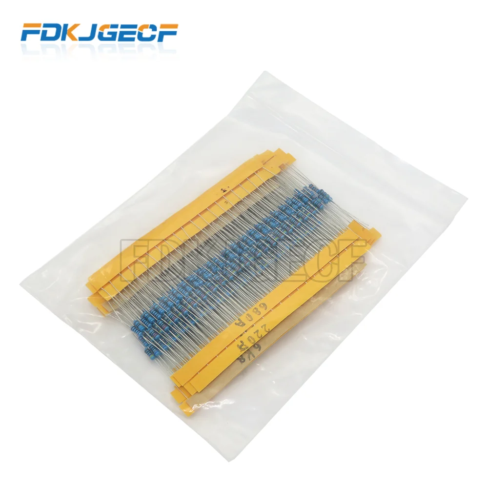 

400pcs/lot 1/4W Metal Film Resistor Assortment Kit 10ohm-1M ohm 1% Resistance set 1K/10K/4.7K/470/680 ohm electronic resistors