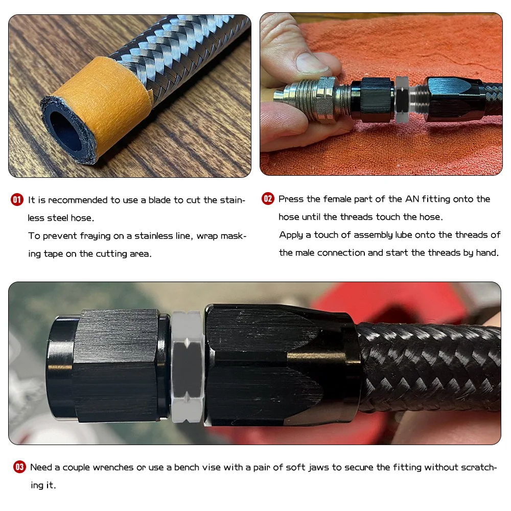 AN3 Male 3/8x24 UNF to M10x1.25 / M10x1.5 / M10x1.0 Male Bubble Flare Stainless Steel Brake Fittings Adapter