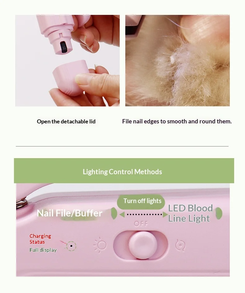 Katzen-Nagelknipser mit LED-Licht, Edelstahl-Katzen-Nagelschneider mit Feile - All-in-One Haustier-Nagelschere – Detail 14
