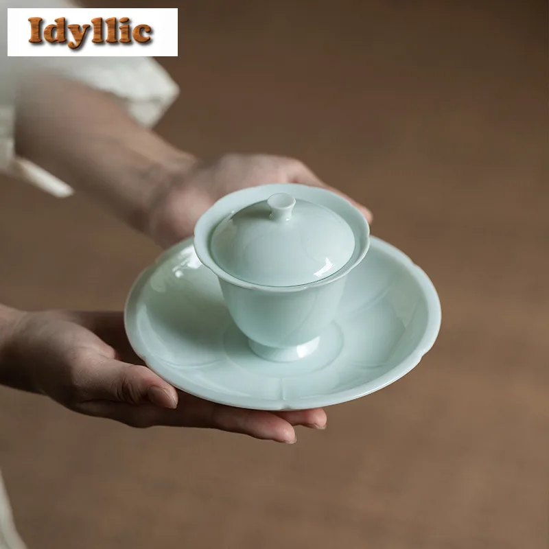 ضبابي الأزرق وعاء تحمل حامل زن Teaware صينية الجافة فقاعة الجدول صينية الشاي الوقايات الصينية الشاي أدوات المائدة الفاكهة طبق للوجبات الخفيفة الحرفية