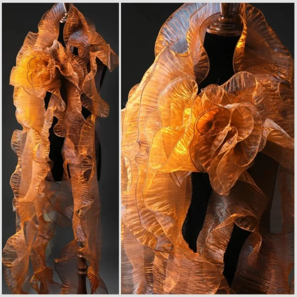 

Large Lace Pleated Fabric for Wedding Dresses Fashion Designer Fabrics Wholesale Cloth Apparel Sewing By Meters Diy Material