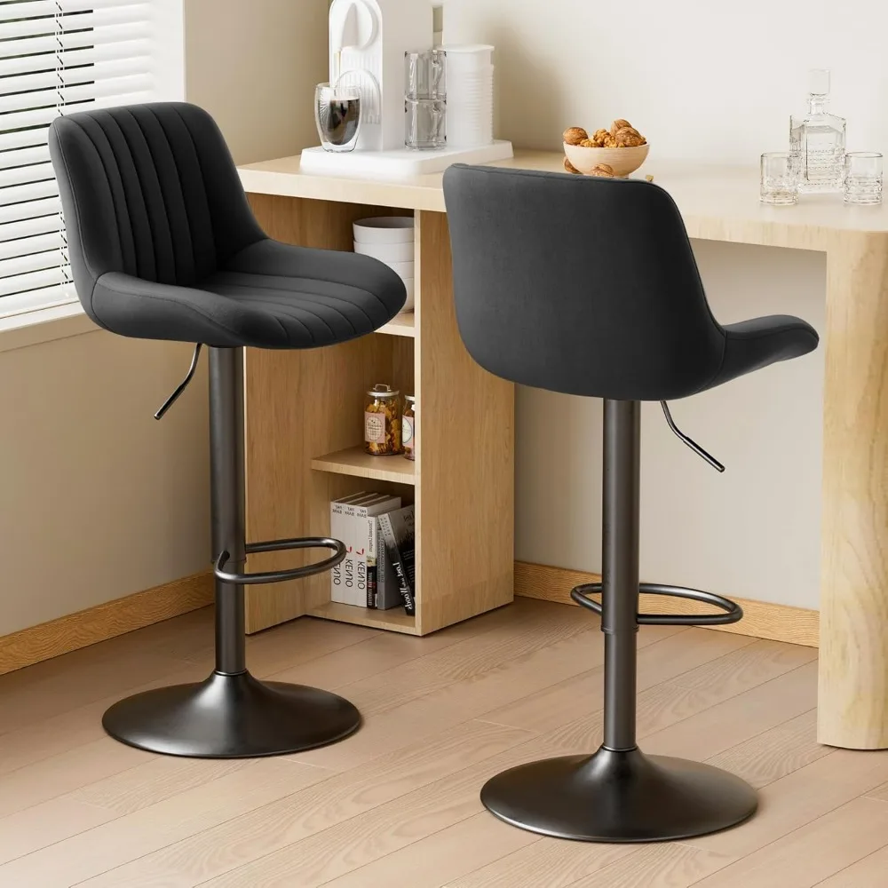 Bar Stools Set of 2, Adjustable Modern Swivel Bar Stools with Backs, Counter Height Performance Fabric Island Chairs f