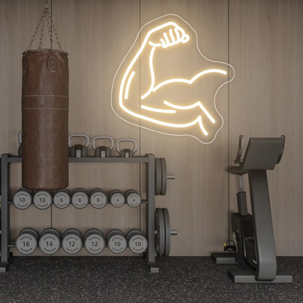عضلات الذراع علامات النيون مصباح ليد لهدايا عشاق اللياقة البدنية مضيئة النيون تسجيل غرفة نوم الديكور الجدار LED مصباح شخصي