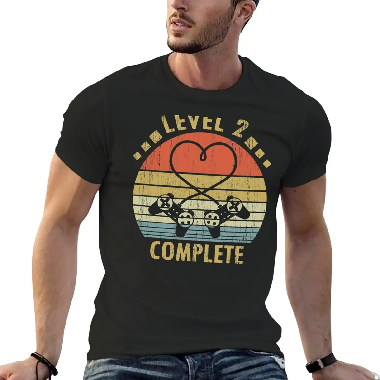 

Level 2 Complete - 2nd Wedding Anniversary Gift Video Gamer T-Shirt anime clothes graphic t shirt vintage black t-shirts for men