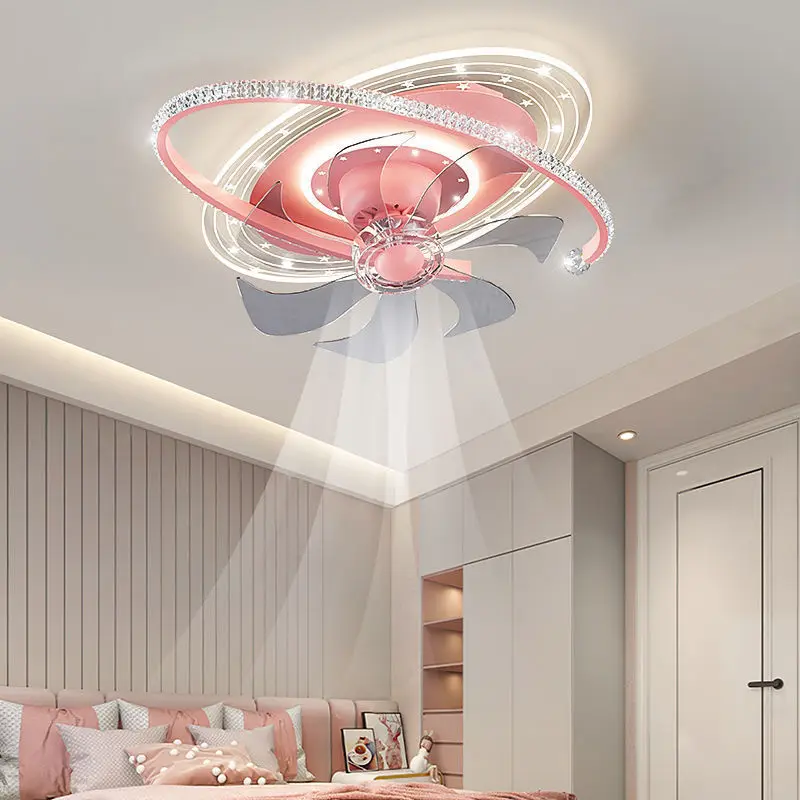 New Starry Sky Shaking Fan Ceiling Light Modern Simple Silent High-end Style Children's Room Bedroom Pendant Lamp