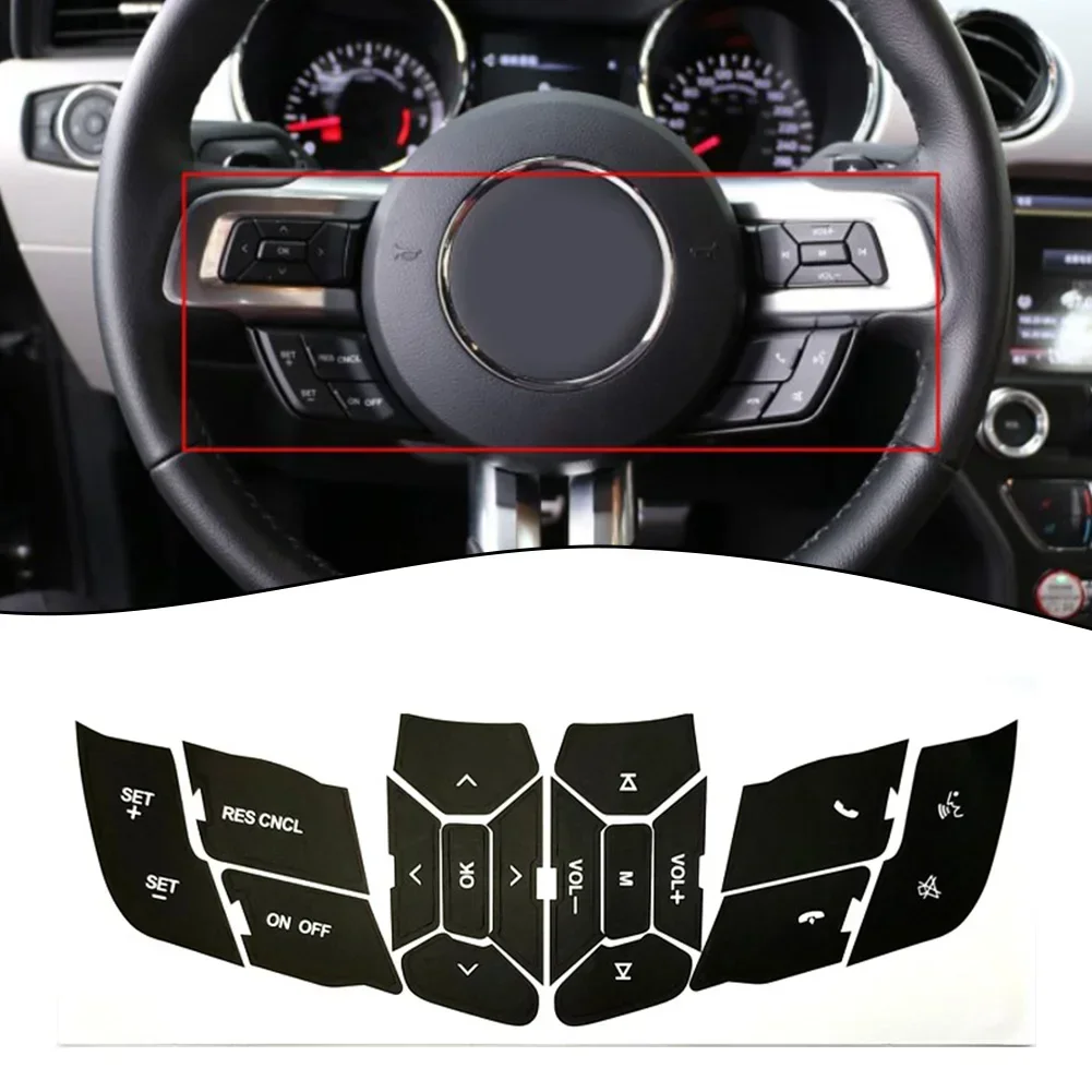 

Steering Wheel Button Repair Decals Stickers For Ford For Mustang 2015-2018 Button Repair Decal Sticker Car Accessories black