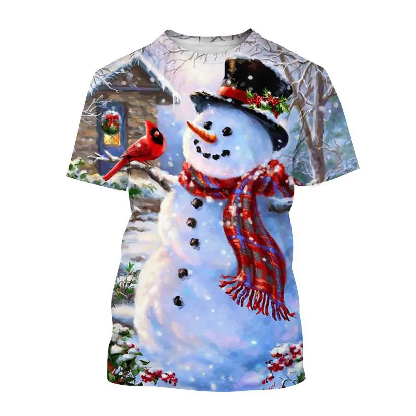 Christmas Snowman 3D Printed Boy T-shirt Fashion Trends Casual Holiday Party Creative Unisex Short Sleeve Personality Quality To