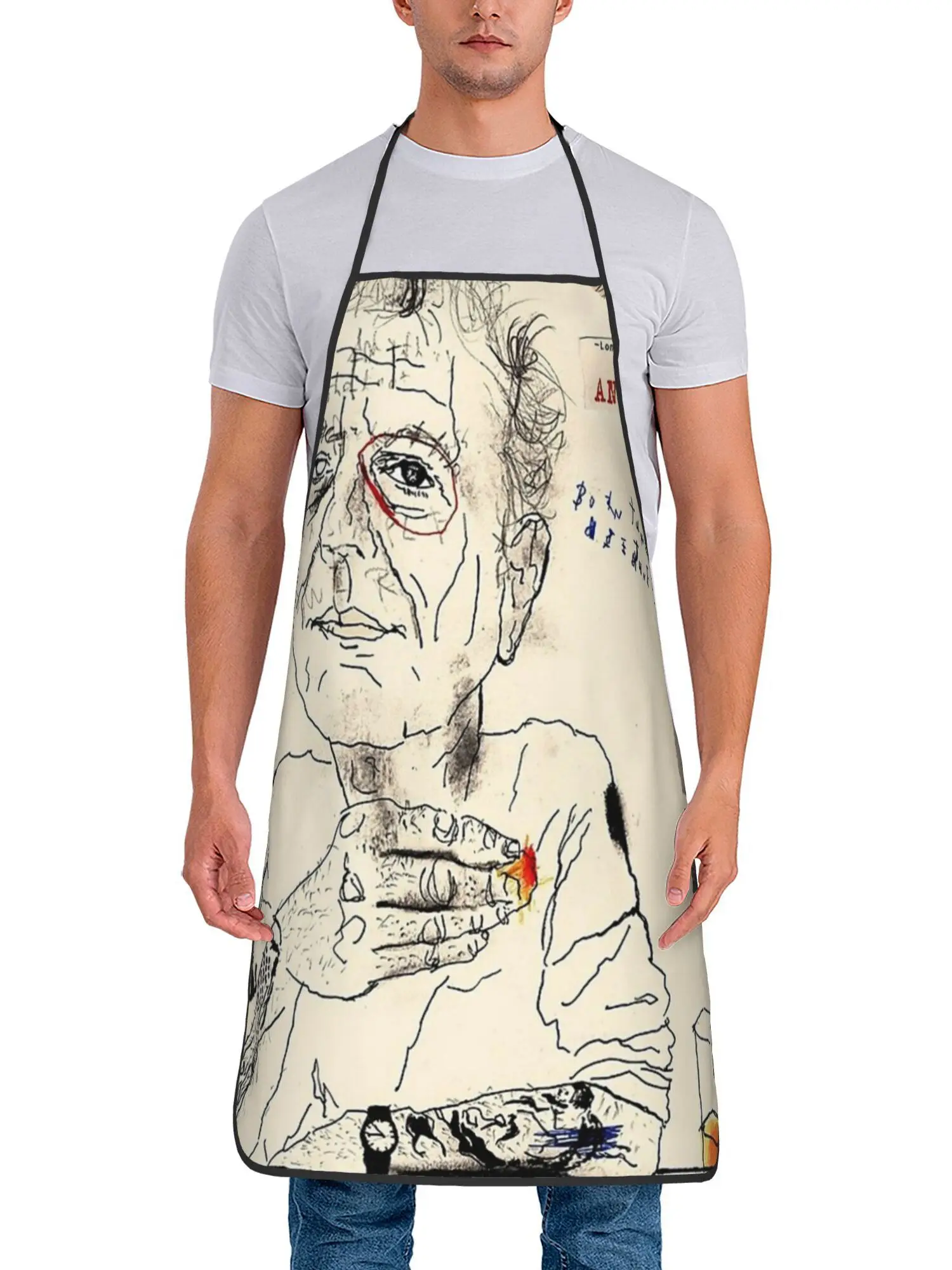 Abstract Sketch Male Portrait Doodle Apron, Durable & Stain-Resistant, Unisex Protective Apron