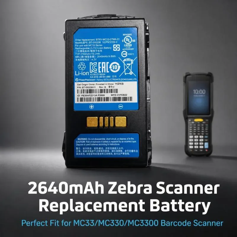 BT-000338 Replacement Li-ion Battery 3.7V 2640mAh for Zebra MC33 MC330 MC3300 Barcode Scanner Handheld Terminal Safe Stable
