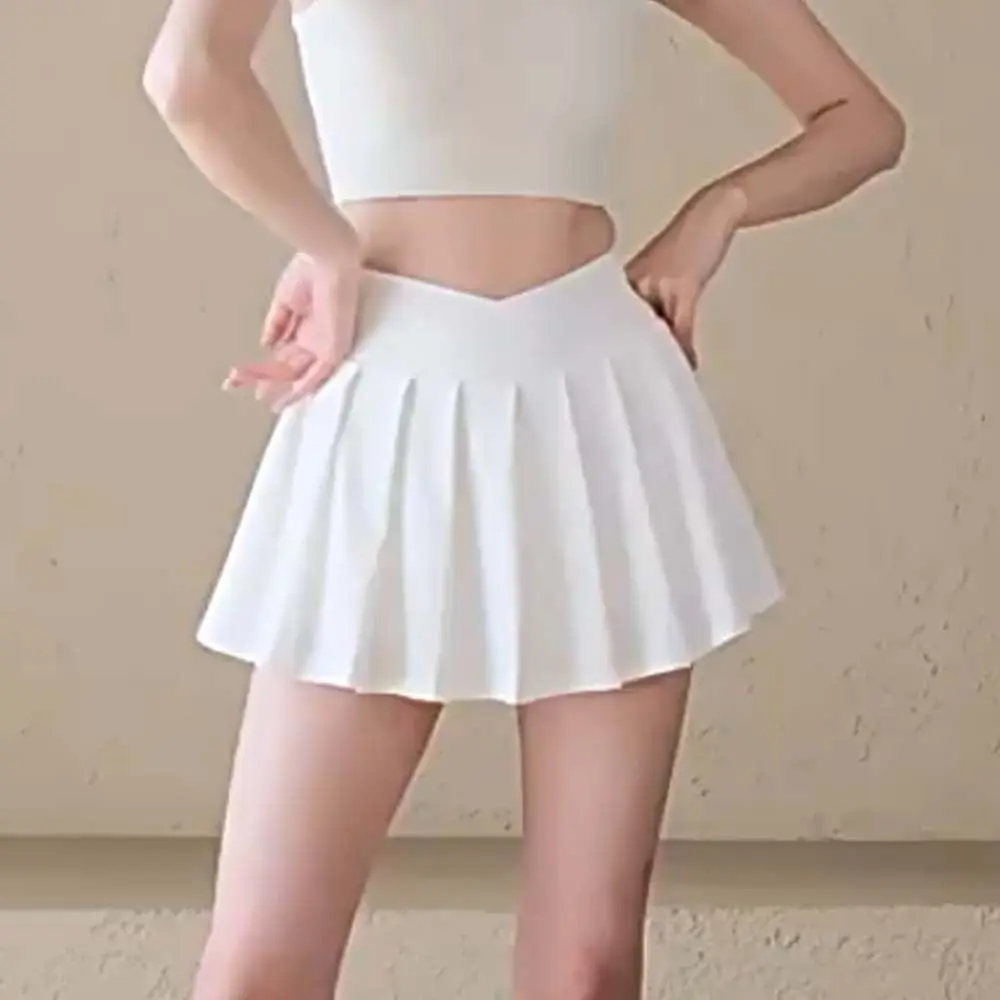 

Combined in One High Waist Pleated Skirt Fitness Clothes Tight Elastic Pants Skirt Breathable Solid Color Sports Yoga Kilt