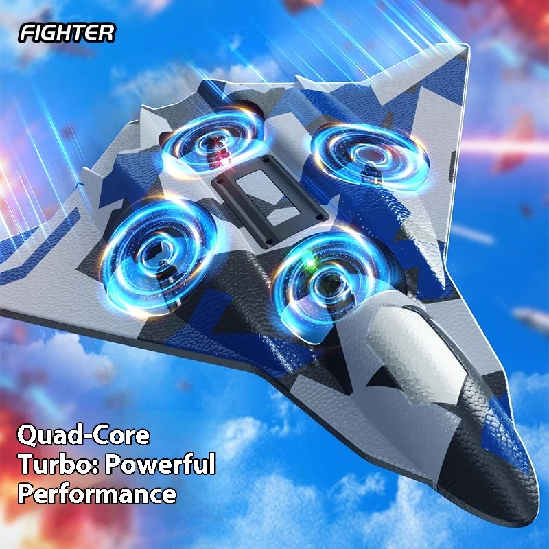 Детский самолет с дистанционным управлением, истребитель, пенопластовый планер, устойчивый к падению, четырехосевой самолет, БПЛА, модель игрушки для мальчиков, детский подарок