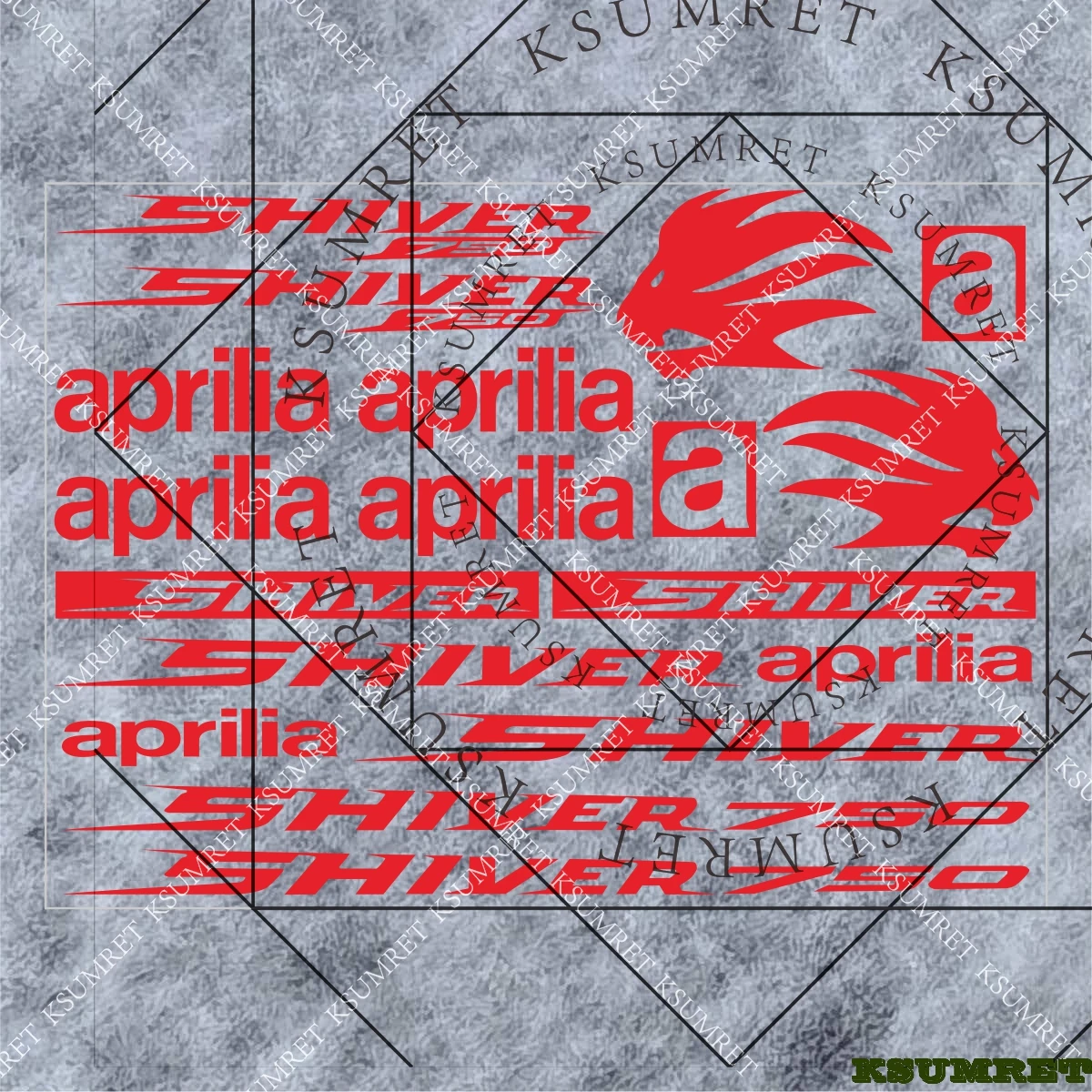 

Наклейки для мотоцикла Aprilia Shiver 750, комплект наклеек на бак с логотипом