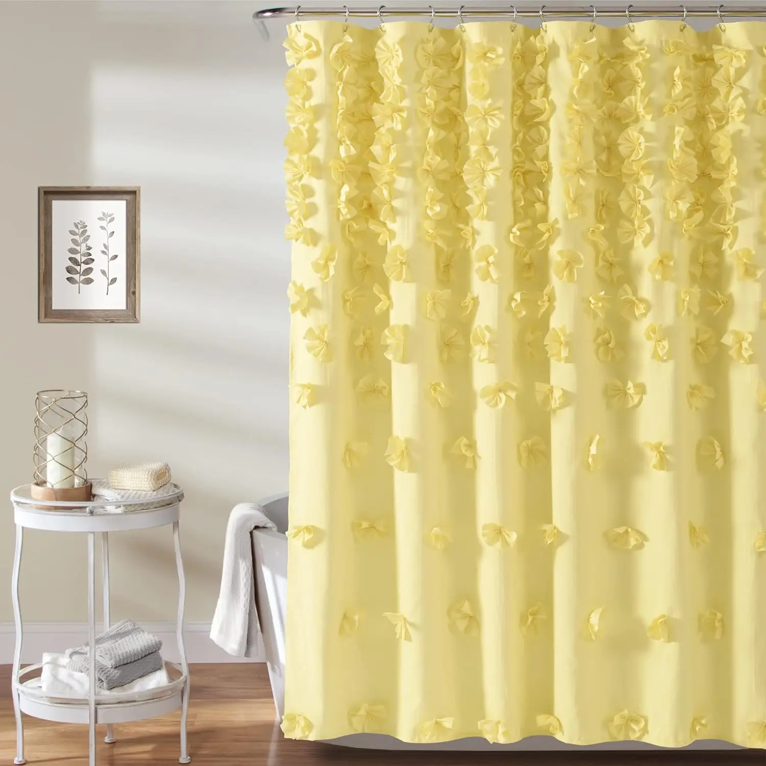 

Yellow Bow Shower Curtain, 72x72 Inches, Coquette Decor Style for Bathroom - Cottage Core Fabric