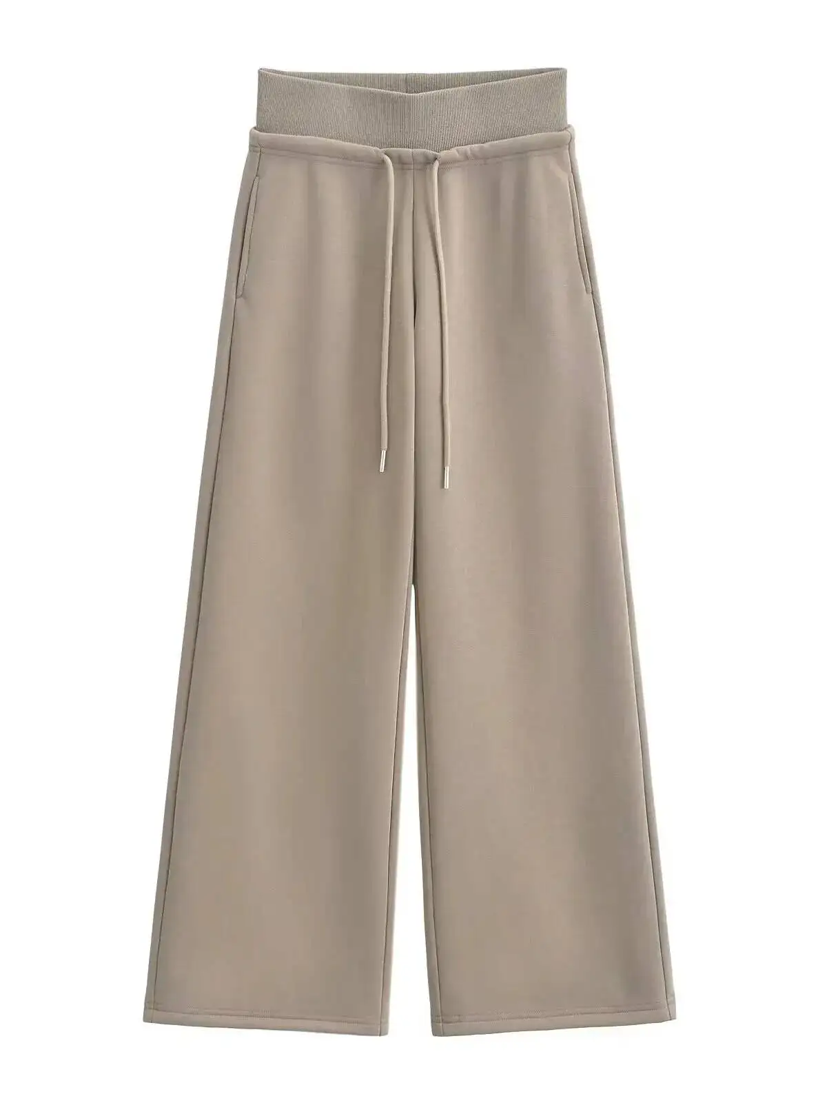 

Новые женские повседневные брюки с высокой талией, свободного кроя, утепленные, на шнурке, универсальные, широкие, спортивные, осень-зима 2026 TCCK