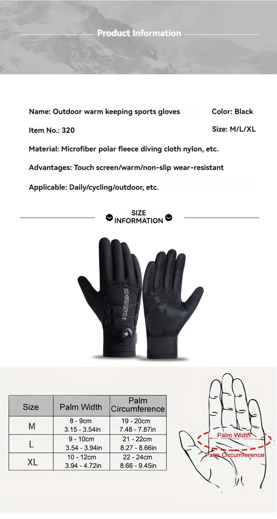 GTUBIKE Winter-warme Handschuhe für Männer und Frauen, verlängerte, verdickte, wind- und wasserdichte Sport-Touchscreen-Ski-Fahrradhandschuhe – Detail 13