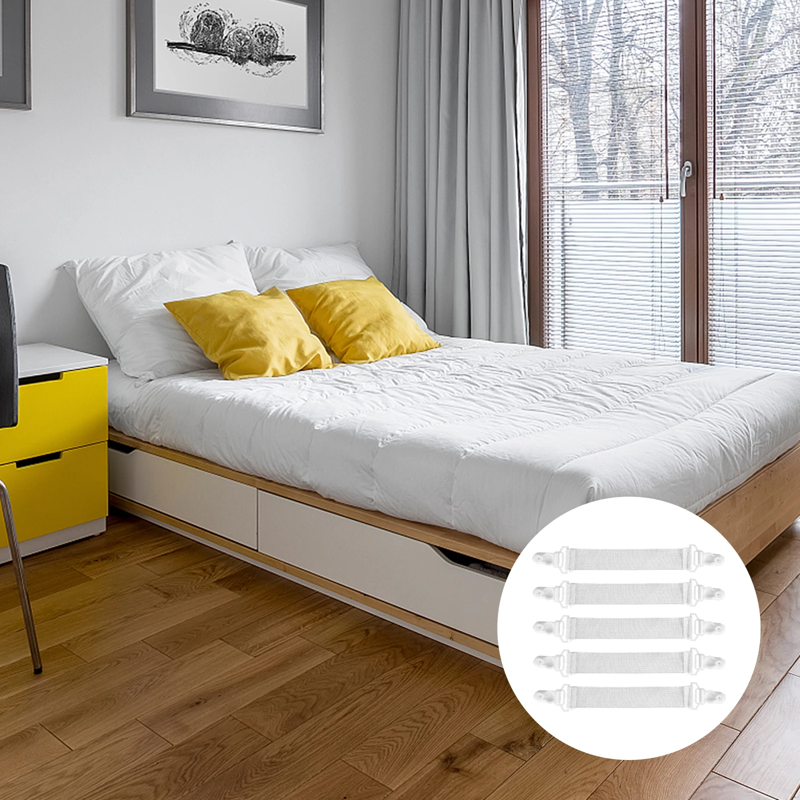 

Holder Anti-skid Clip Bedsheet Fastener Elasticity Clips White Nylon Cloth Strap