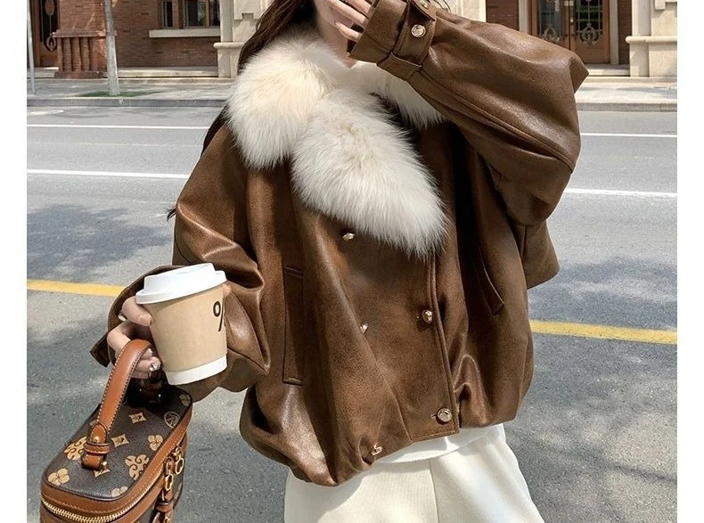 Caramel Colored Large Fur Collar Down Jacket for Women in Winter 2025 New High-end Casual Thick Jacket