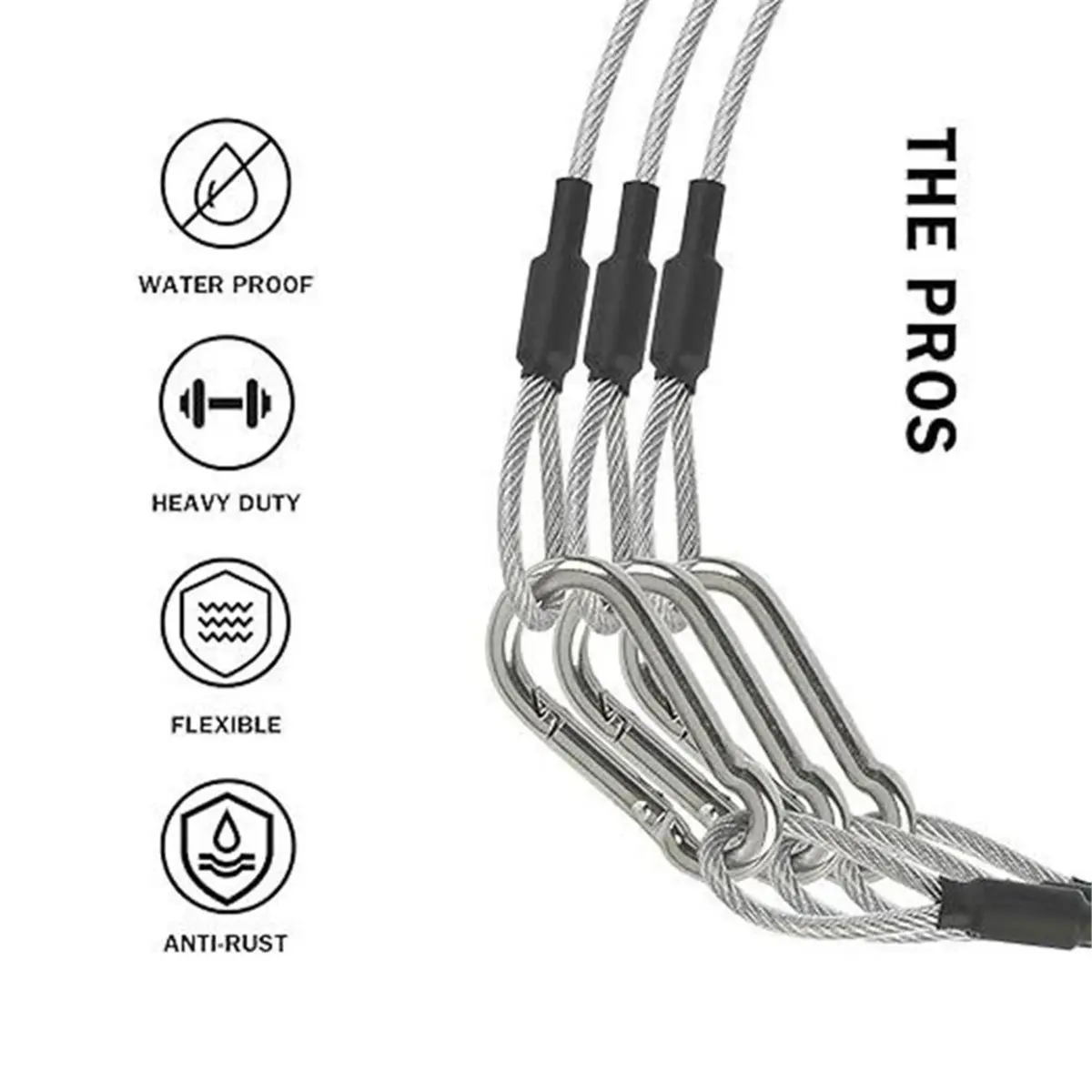 useful 10 Pack 2Ft Stage Light Safety Cables for Stage DJ Party Lights, Wire Ropes with Carabiner Lock & Loops