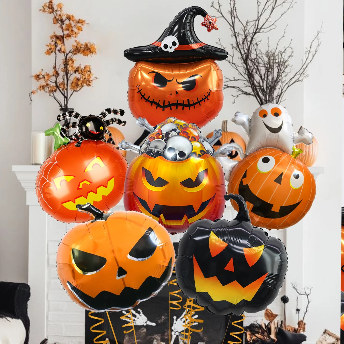 Set di 6 palloncini con zucca horror di Halloween, palloncini in alluminio di Halloween, per la decorazione della festa di Halloween per creare un terrifyi