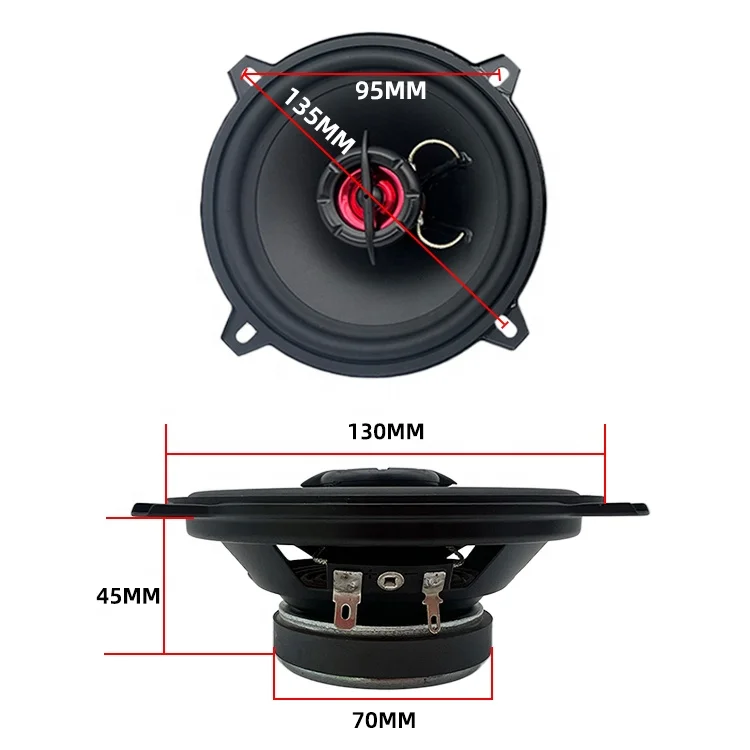 High Quality 100W Power Door Speaker 5 Inch 13CM 2 Way 4 Ohm 12V Car Speakers 88DB Coaxial Iron Sound Speaker