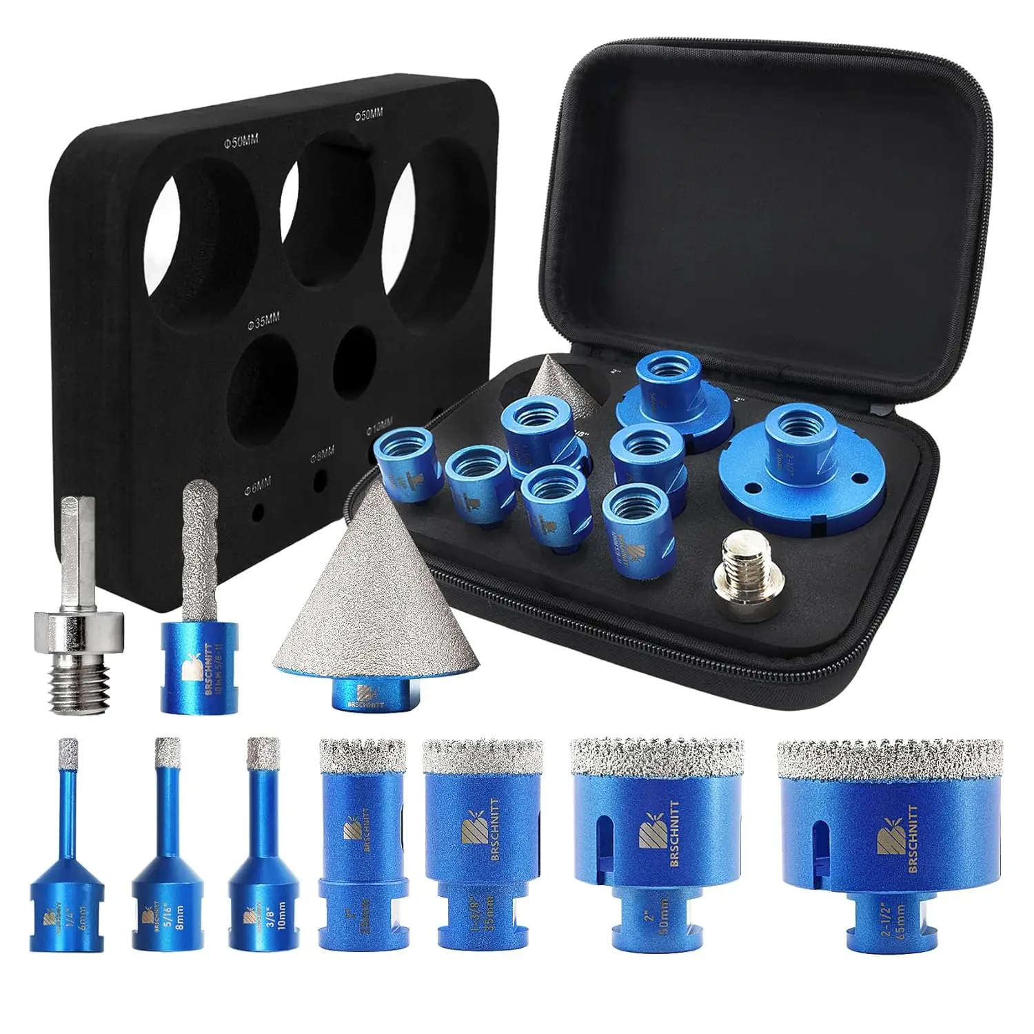 

10pcs Diamond Core Drill Bit Set for Porcelain Tile Ceramic Marble Granite Drilling with Finger Chamfer Bit