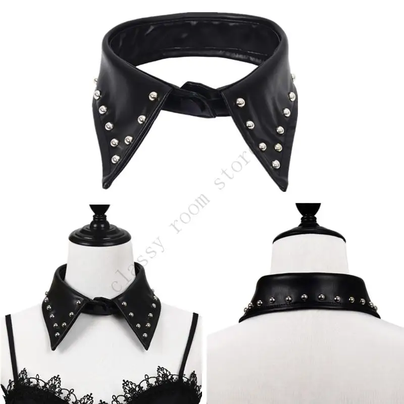 

A0NF Punk PU Leather Collar With Metal Studs For Gothic Rock Fashion Accessory