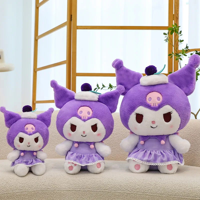 Boneka empuk Sanrio 30CM Melody stroberi lucu boneka buah Kuromi anak-anak bantal lembut hadiah ulang tahun Natal