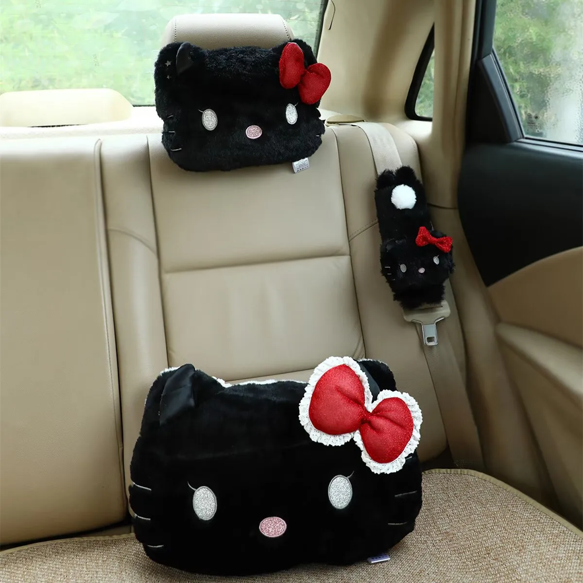 

Sanrio Hello Kitty Car Neck Pillow Car Seat Headrest Pillow Auto Memory Cotton Protector Cushion Seat Belt Cover Waist Support