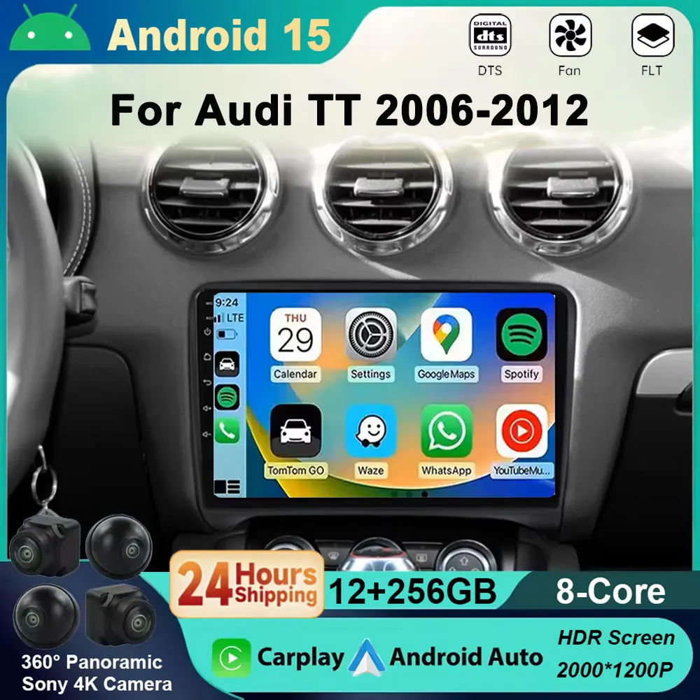 

Android 15 2K QELD Car Radio For Audi TT MK2 8J 2006-2014 Multimedia Video Player QLED GPS Navigation Wireless Carplay Auto