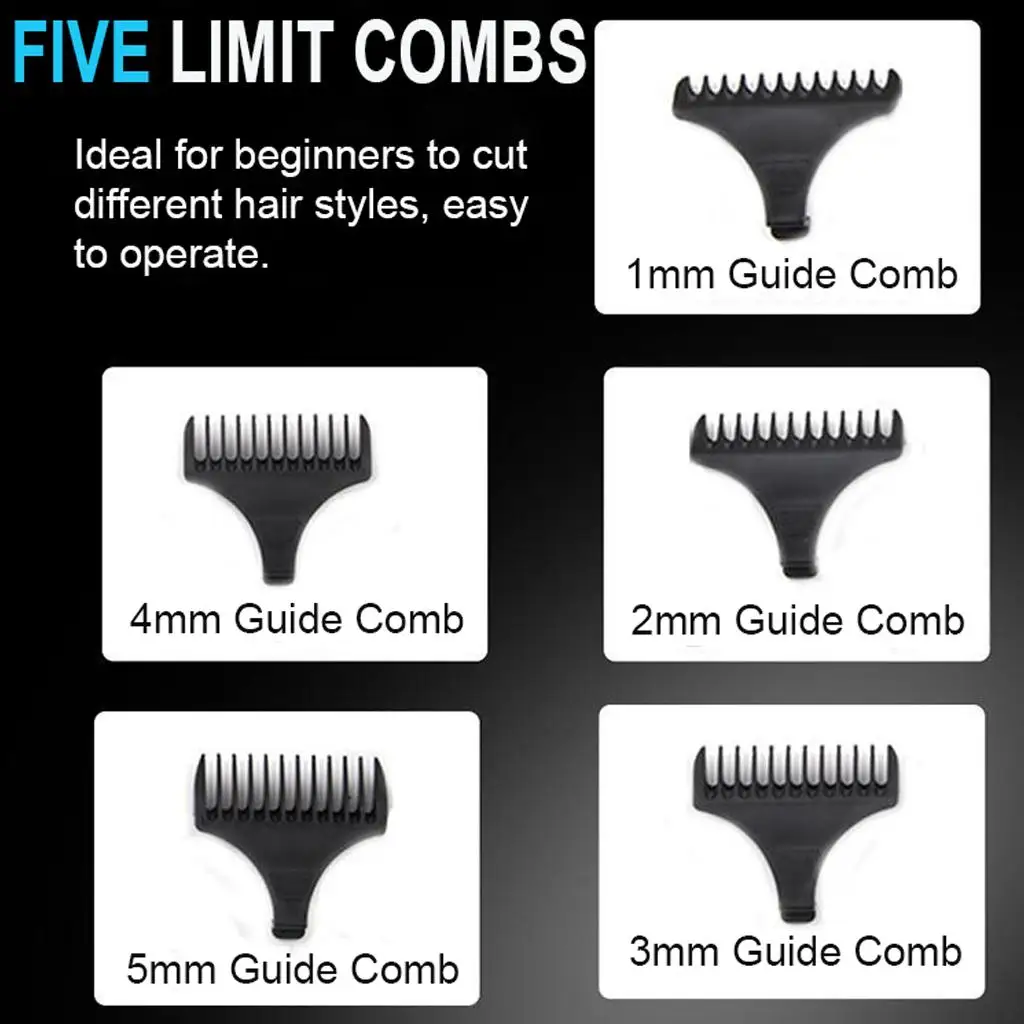 VGR Mens Hair s, เครื่องโกนหนวดเคราแบบชาร์จไฟได้ตัดผม Groomer พร้อมหวี 5 อัน &