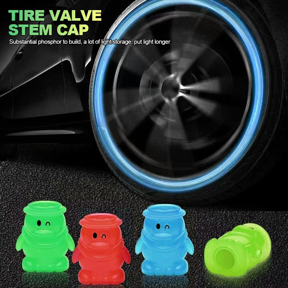 1Pc Car Luminous Penguin Style Wheel Tire Valve Caps Tyre Rim Stem Covers Airdust Waterproof Motorcycle Bike Accessories