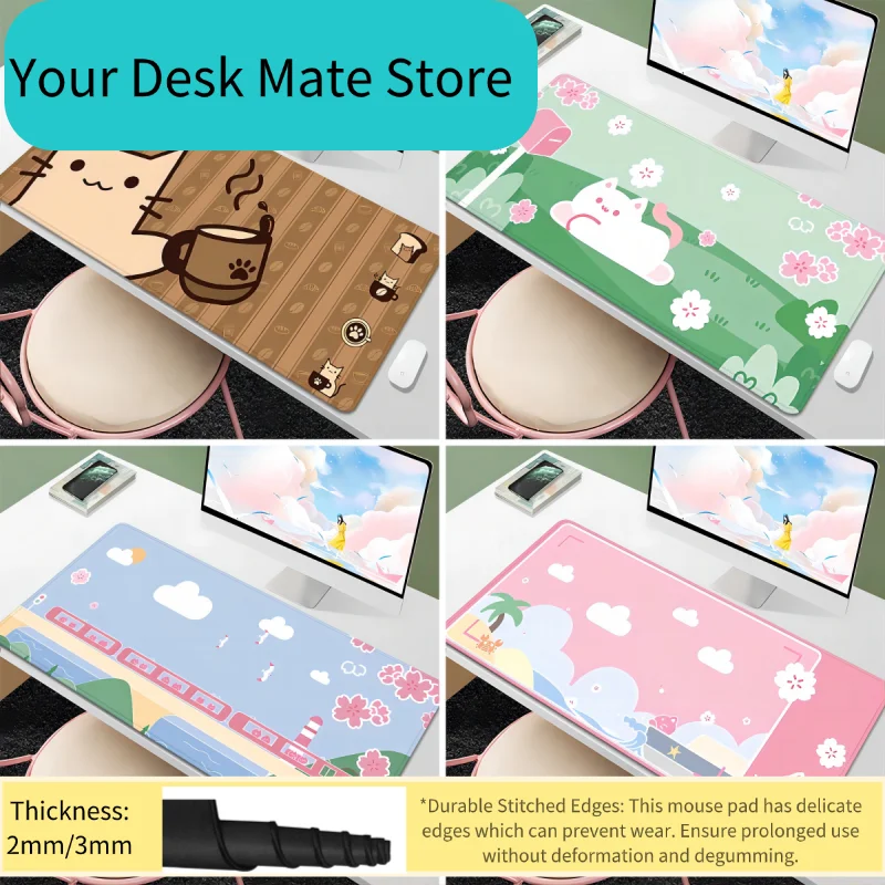 

Коврик для мыши Kawaii Coffee Cat, коврик для клавиатуры ПК, игровой коврик для компьютера, аксессуары для геймеров, коврики для мыши для дома, офиса, ноутбука, декоративный коврик