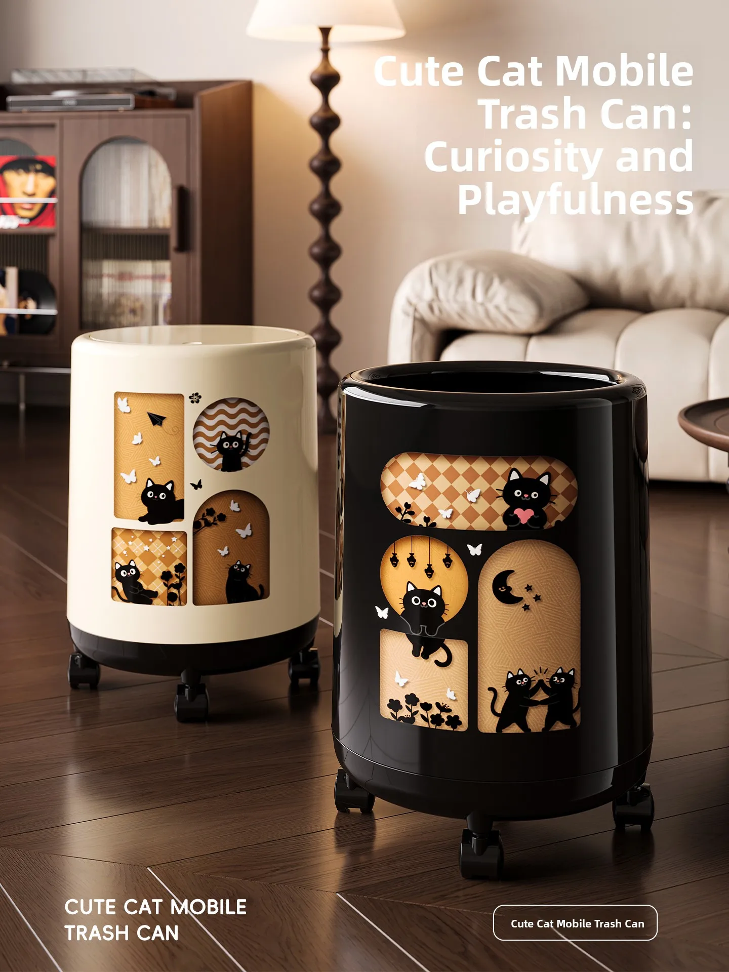 

Креативная роскошная домашняя мусорная корзина на колесиках с откидной крышкой, высокая эстетическая ценность, для использования в ванной и гостиной, пластиковый материал