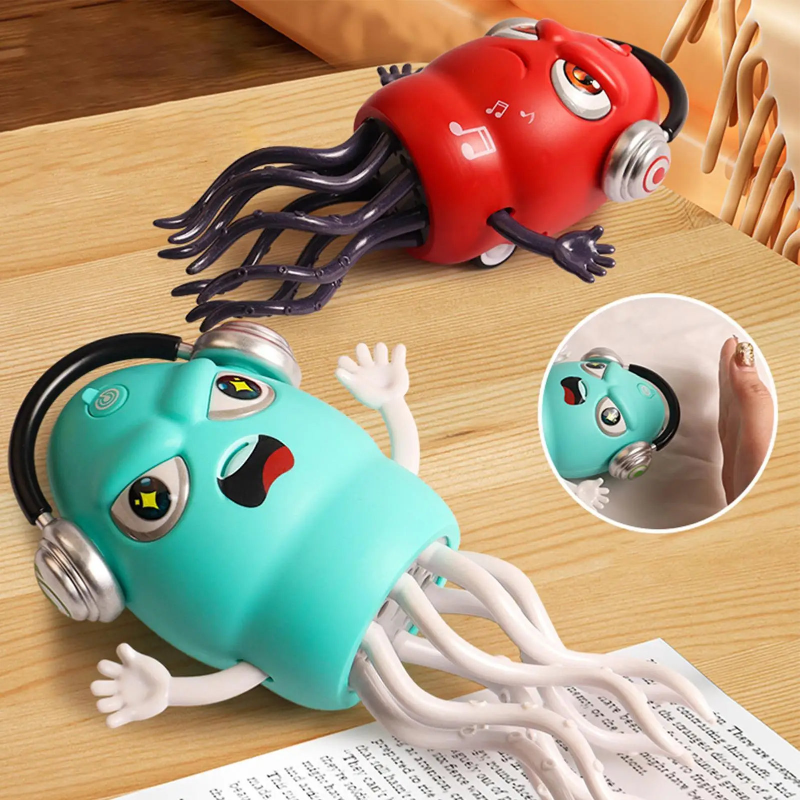 Zabawka Tańcząca Kałamarnica Inteligentna Kałamarnica z Funkcją Unikania Przeszkód Akumulatorowa Zabawka Ośmiornica do Raczkowania ze Światłem i Muzyką dla Dzieci Tańcząca