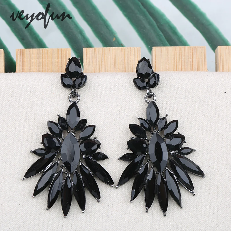 Veyofun Geometric Crystal Drop Earrings Elegant Party Earrings for Women Fashion Jewelry Brinco Wholesale