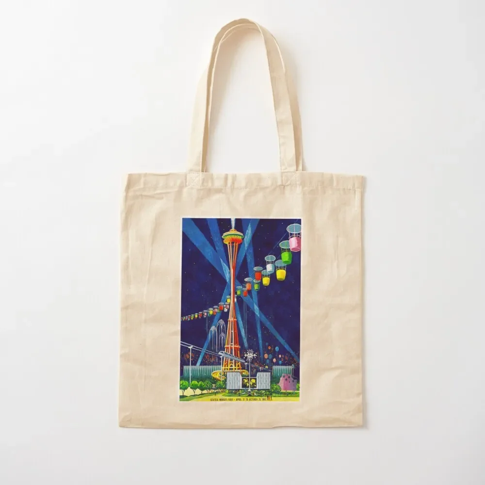 

SEATTLE WORLDS FAIR : Vintage 1962 Advertising Print Tote Bag university shopper bag Canvas bag