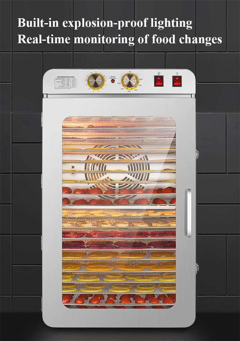 Electric 110V 220V Food Dryer 20 Layers Large Capacity Dried Fruit and Vegetable Dehydration Drying Machine Kitchen Appliance